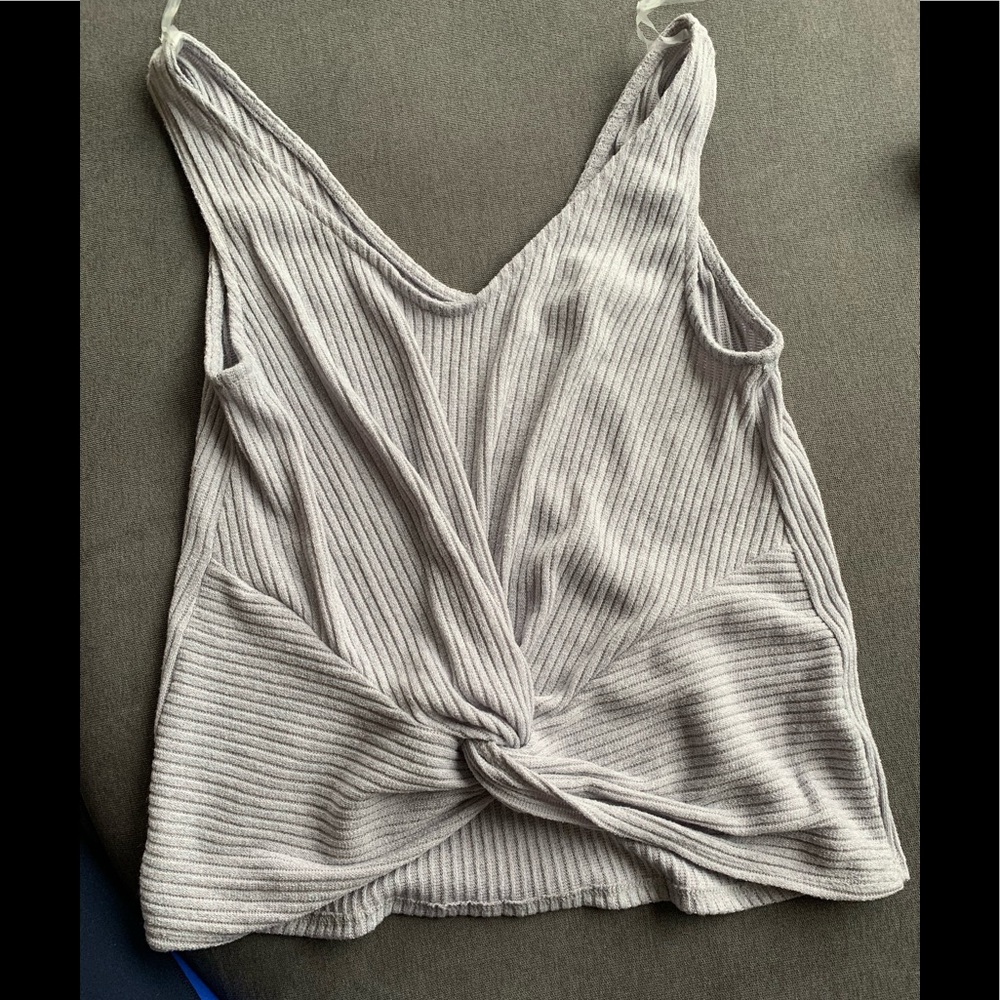 5/$25 Gilli Grey/blue twist front crop top